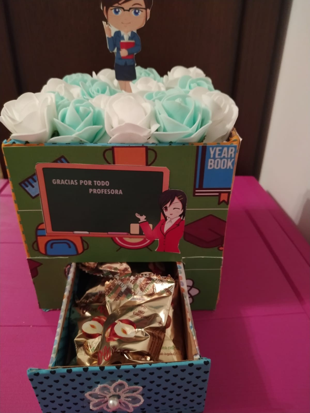 Cajita regalo flores profesor - Imagen 3