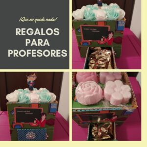 Cajita regalo flores profesor